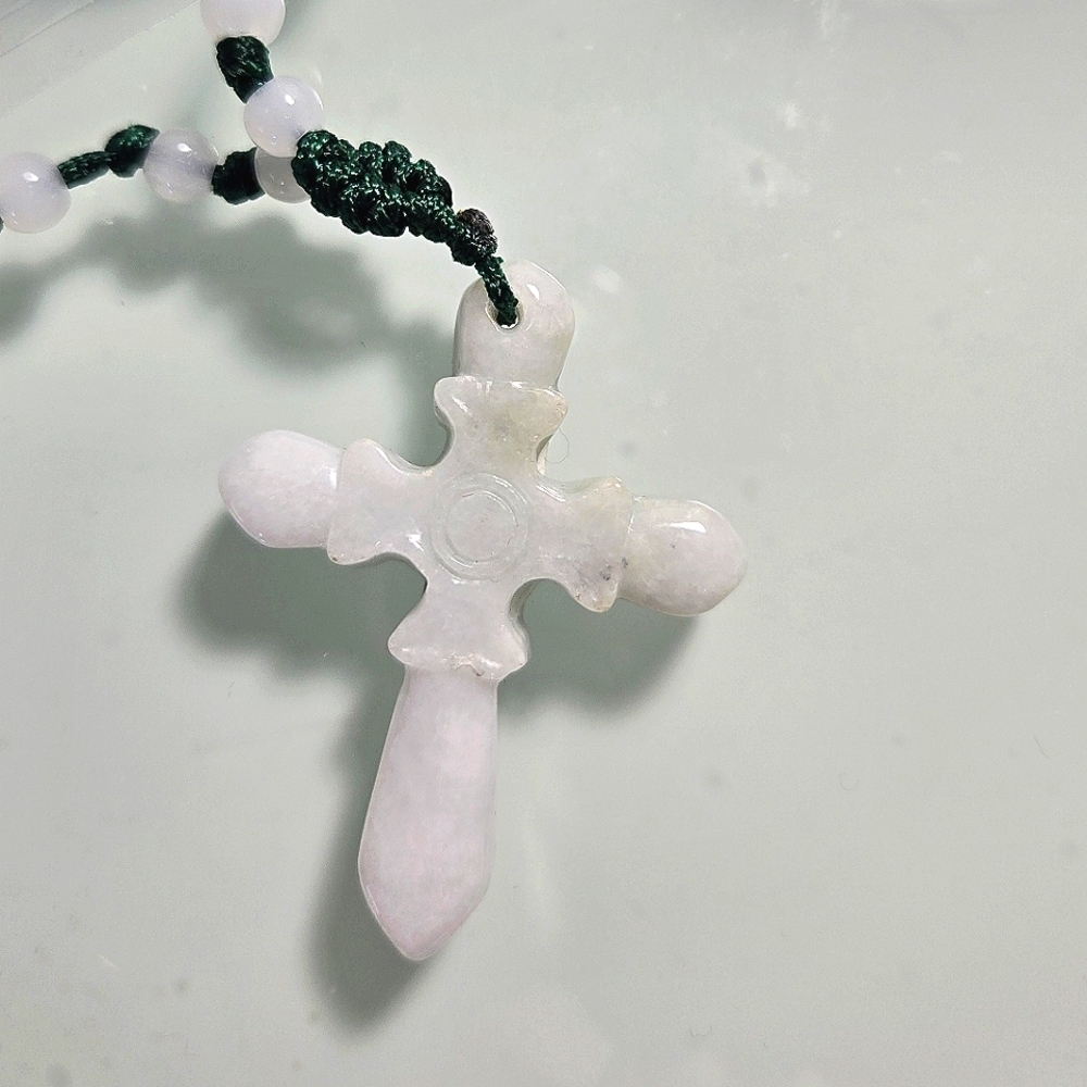 Jade Jadeite Handcarved Cross Nwt